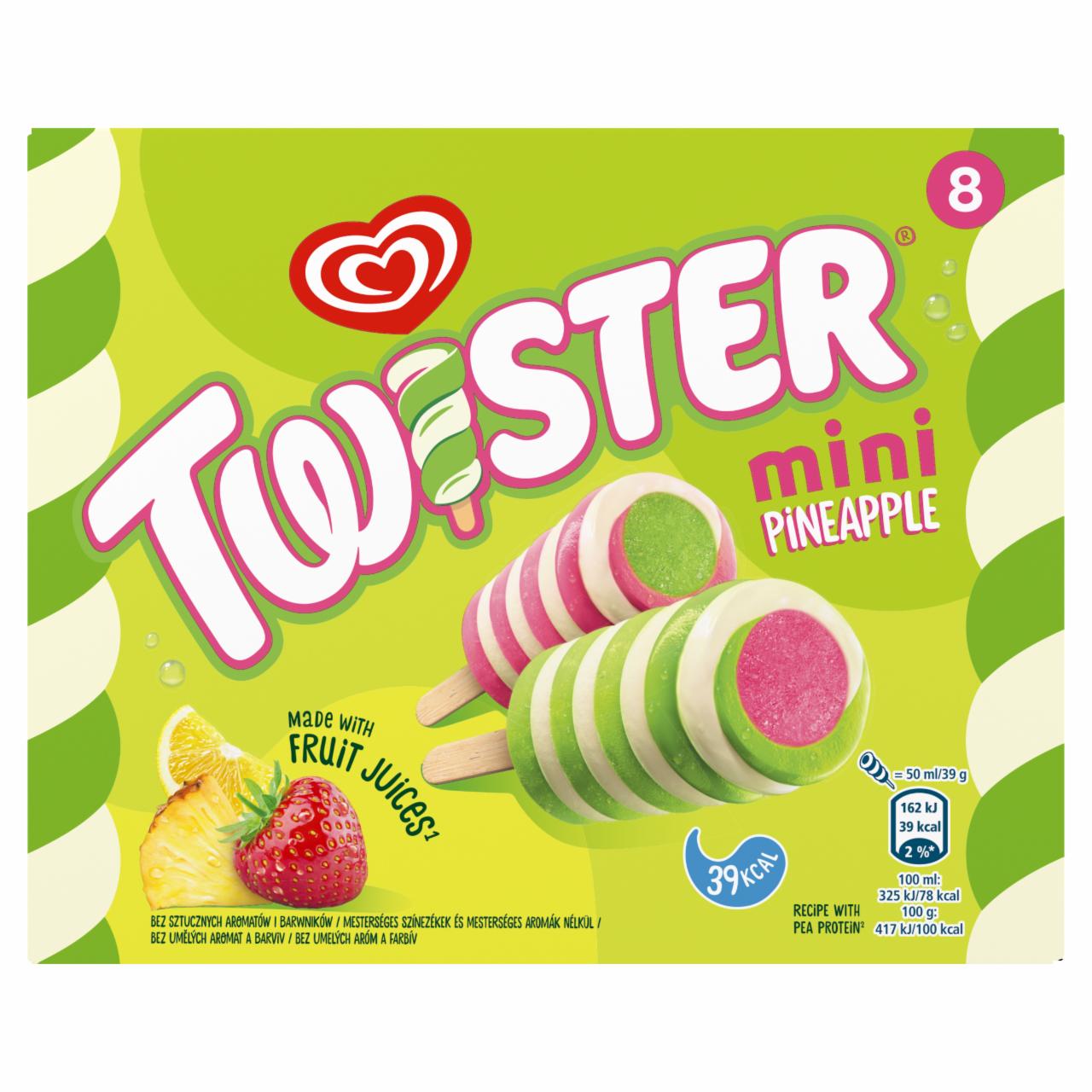 Képek - Twister Mini ananász ízű jégkrém eper-citrom ízű vizes és lime jégkrémmel 8 x 50 ml (400 ml)
