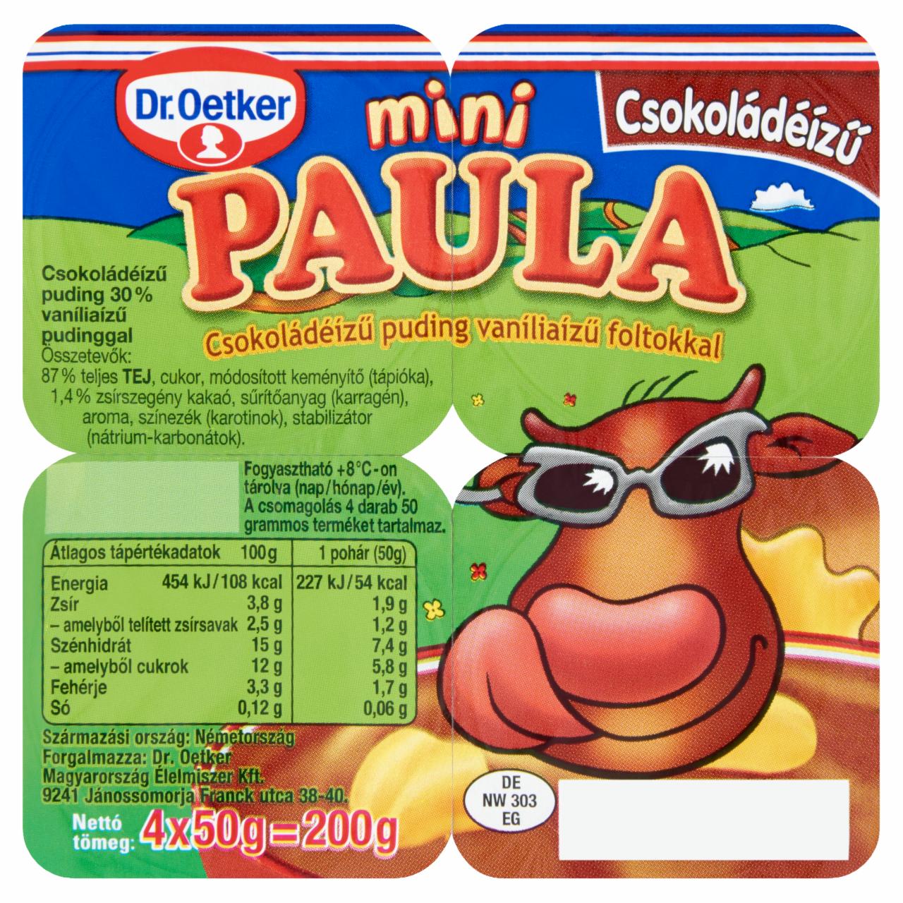 Képek - Dr. Oetker Paula Mini csokoládéízű puding vaníliaízű foltokkal 4 x 50 g