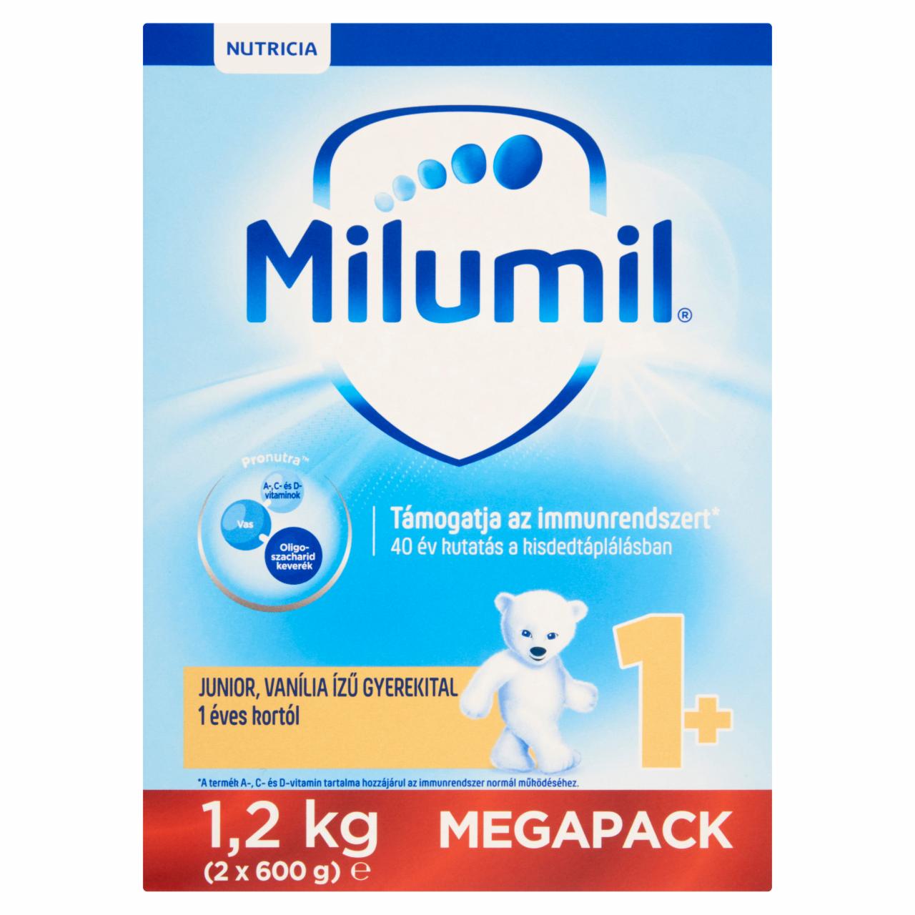 Képek - Milumil Junior 1+ vanília ízű ital 1 éves kortól 2 x 600 g (1,2 kg)