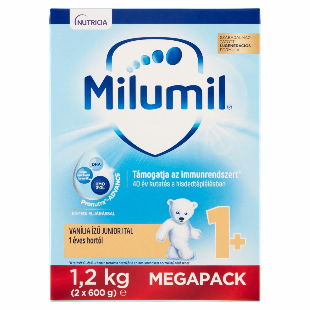 Képek - Milumil Junior 1+ vanília ízű ital 1 éves kortól 2 x 600 g (1,2 kg)
