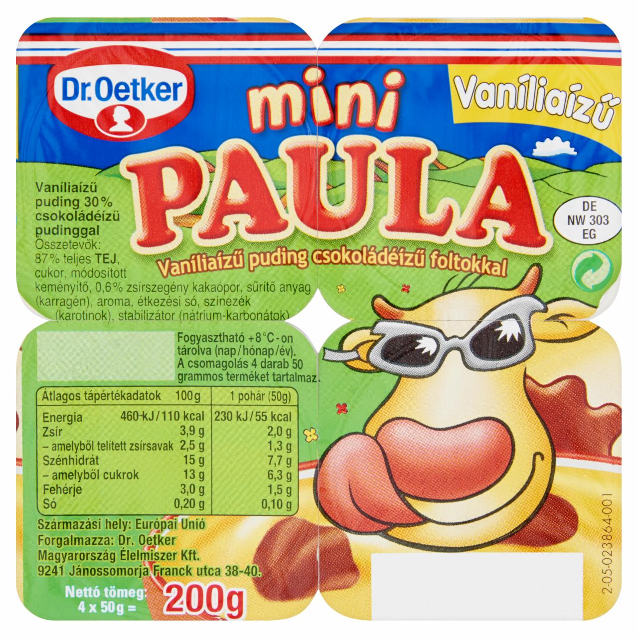 Képek - Dr. Oetker Paula Mini vaníliaízű puding csokoládéízű foltokkal 4 x 50 g