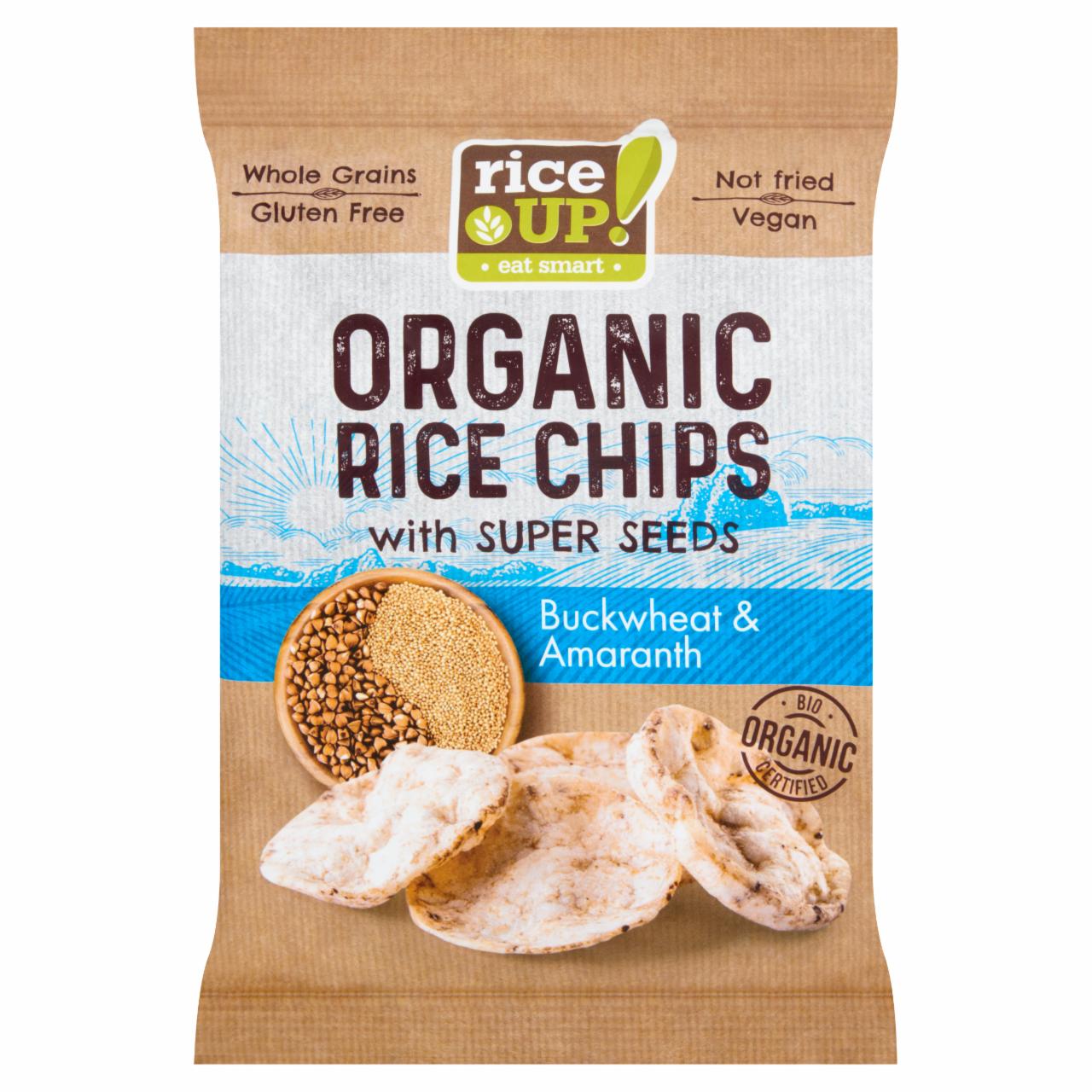 Képek - RiceUp! Eat Smart BIO teljes kiőrlésű barna rizs chips hajdinával és amaránttal 25 g