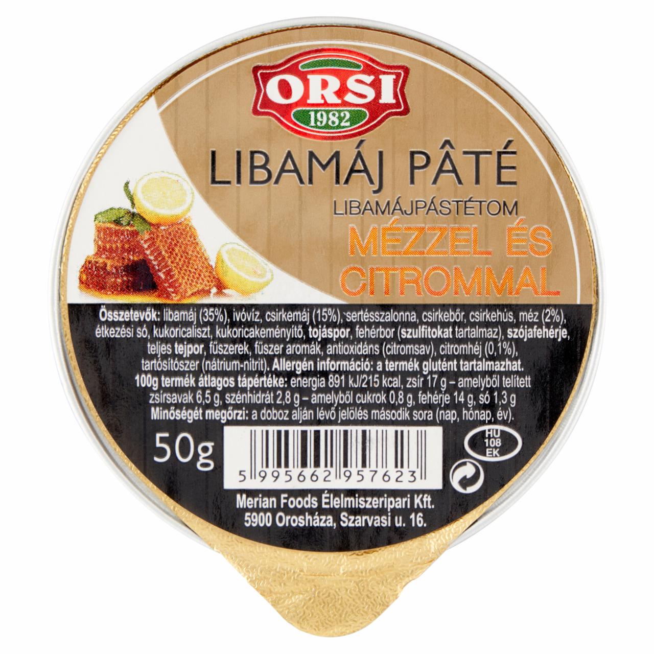 Képek - Orsi libamáj paté mézzel és citrommal 50 g