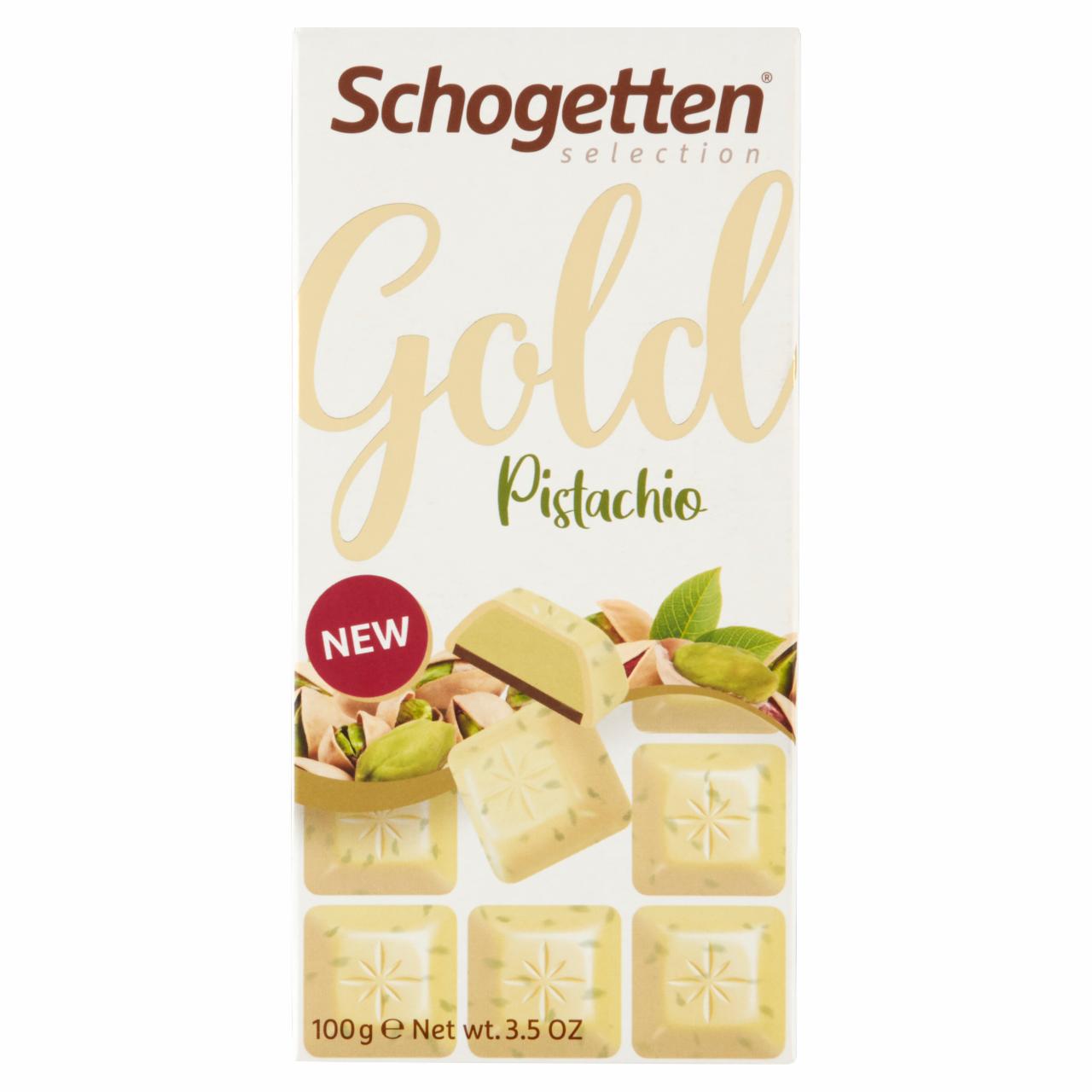 Képek - Schogetten Gold fehércsokoládé pisztáciadarabokkal, pisztáciakrémtöltelékkel 100 g