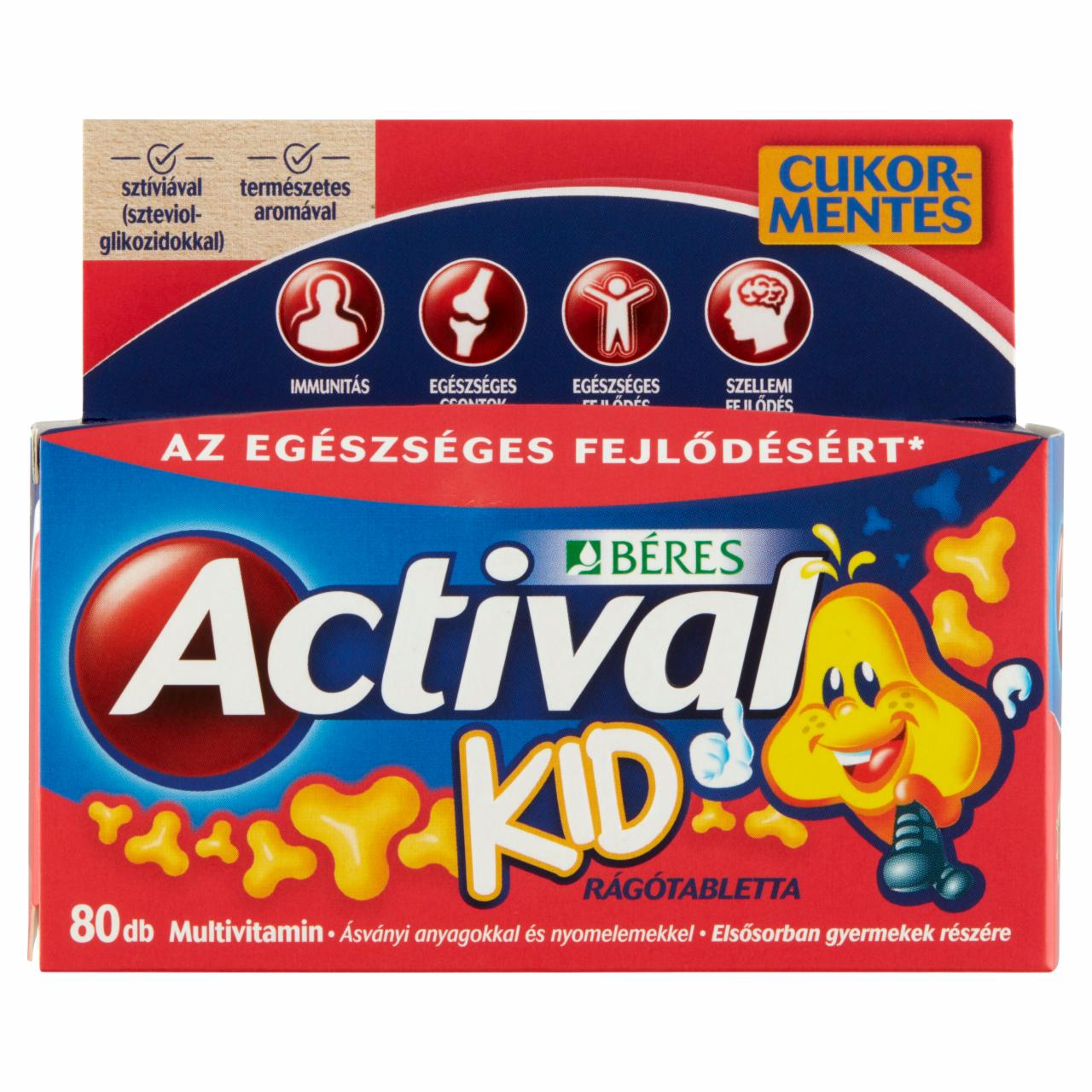 Képek - Béres Actival Kid rágótabletta komplex étrend-kiegészítő multivitamin 80 x 1 g (80 g)