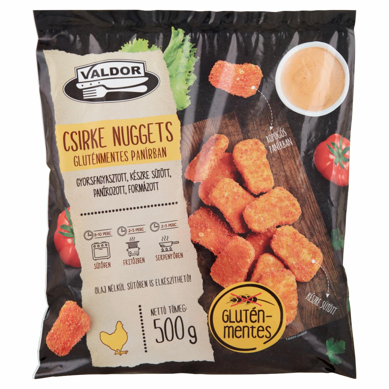 Képek - Valdor gyorsfagyasztott, készre sütött, panírozott csirke nuggets gluténmentes panírban 500 g