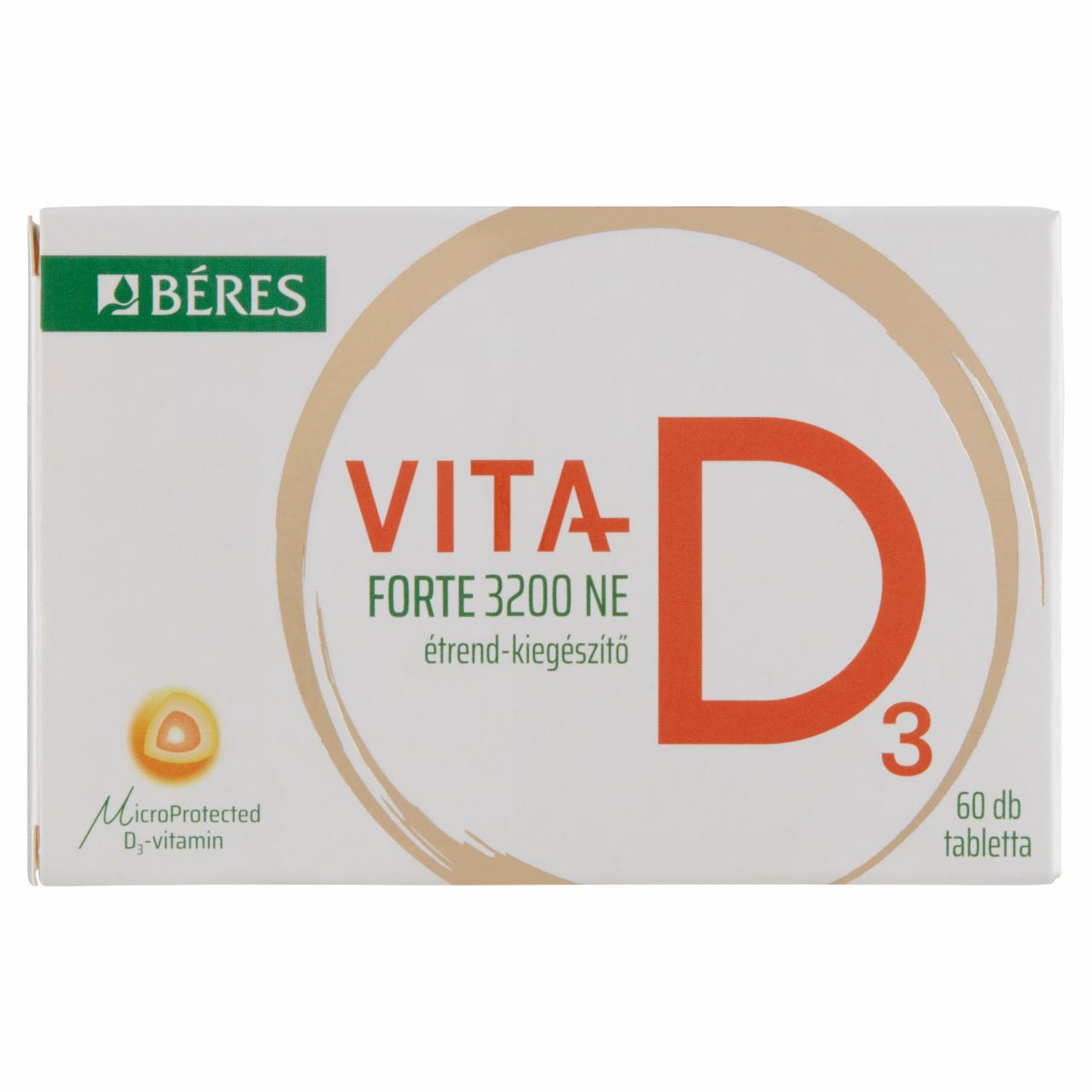 Képek - Béres Vita-D3 3200 NE D3-vitamint tartalmazó étrend-kiegészítő tabletta 60 x 0,17 g (10,2 g)