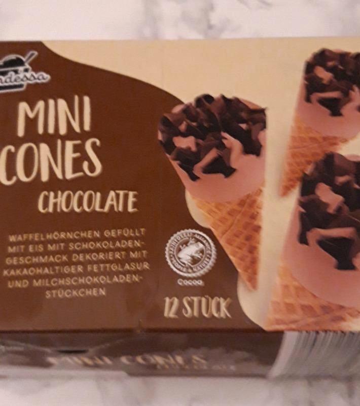 Képek - Csokoládé ízű jégkrém kakaós bevonóval és tejcsokoládé darabokkal díszítve, ostyatölcsérben Grandessa