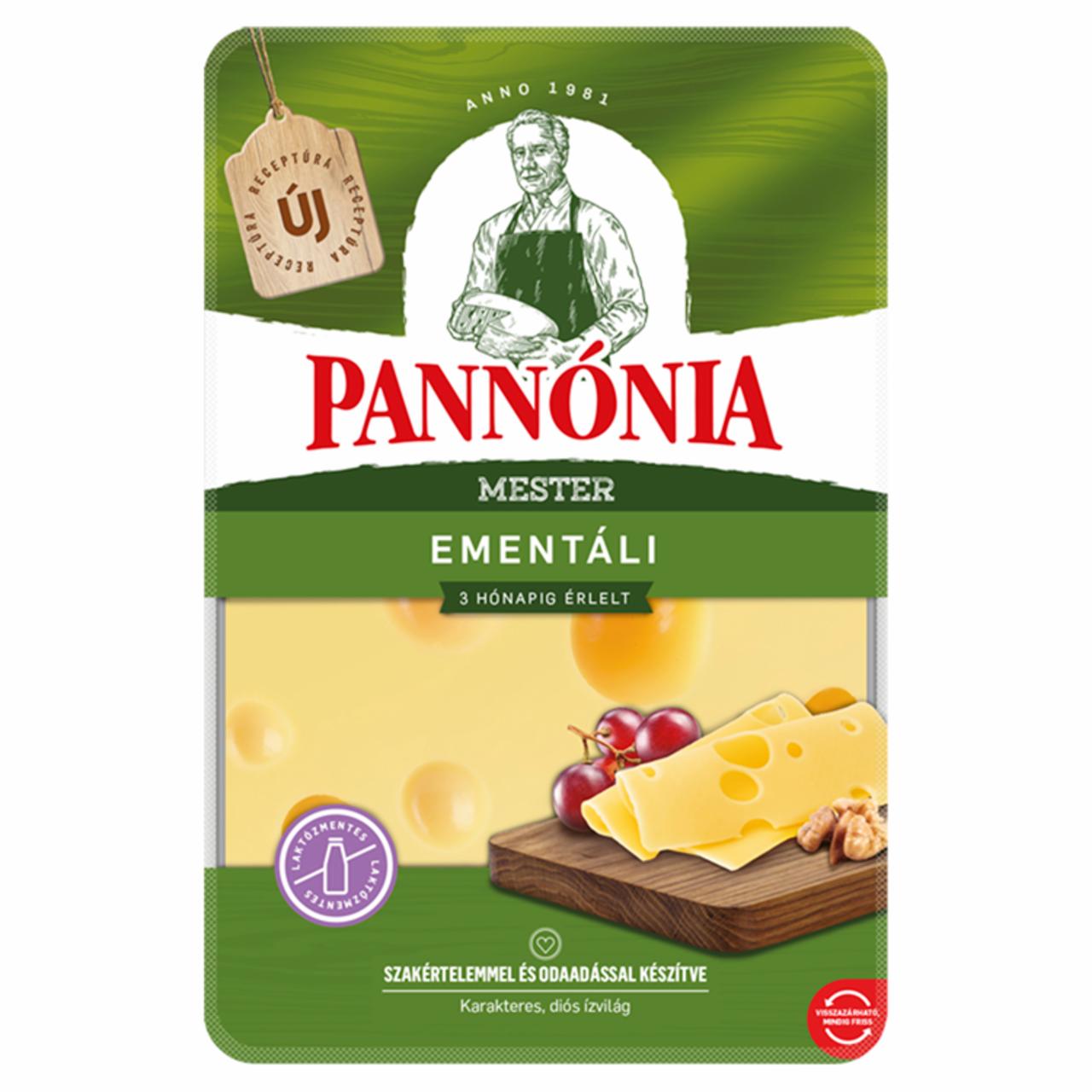 Képek - Pannónia Mester Ementáli szeletelt, zsíros, kemény, erjedési lyukas sajt 125 g