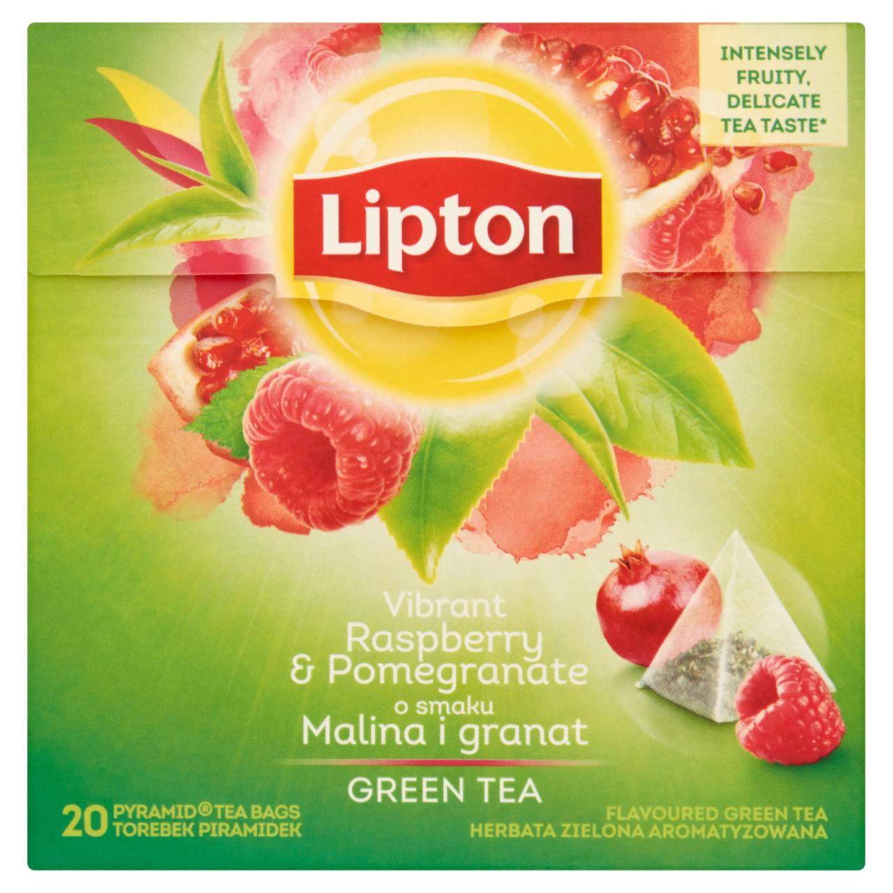Képek - Lipton málna és gránátalma ízű zöld tea 20 piramis filter