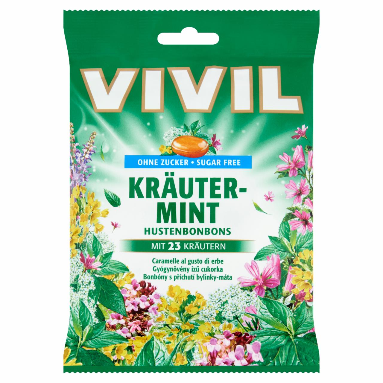 Képek - Vivil cukormentes gyógynövény ízű töltetlen keménycukorka édesítőszerekkel 60 g