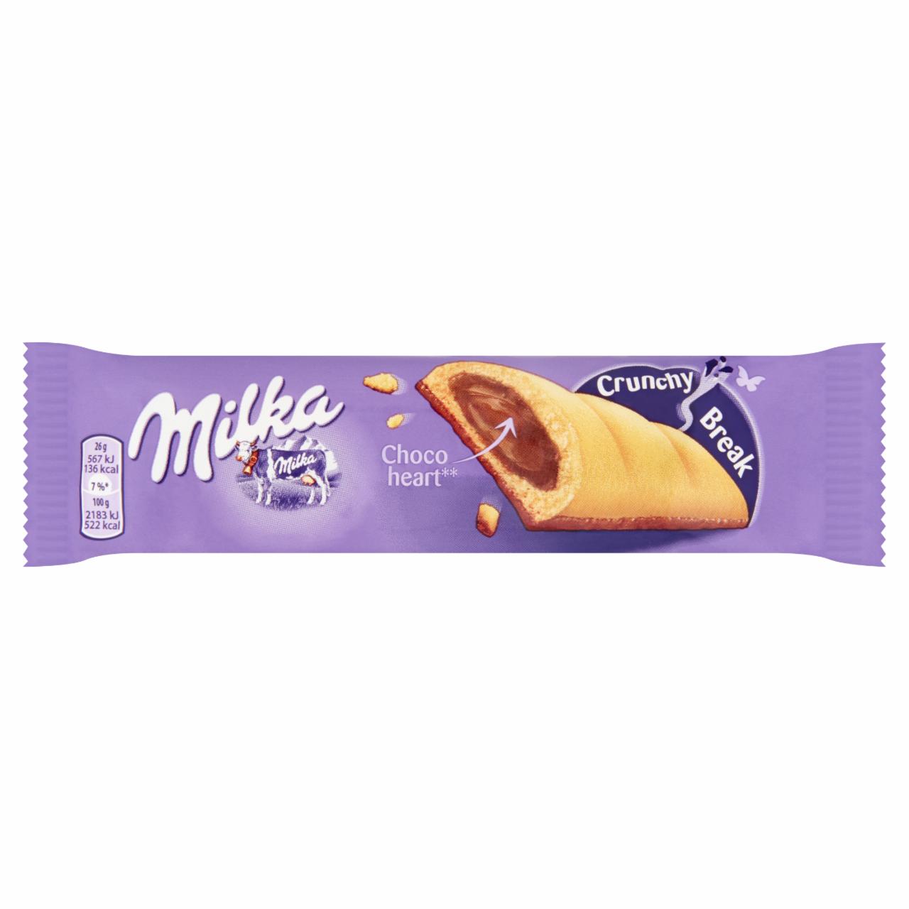Képek - Milka Crunchy Break mogyoróízű, tejcsokoládés krémmel töltött keksz 26 g