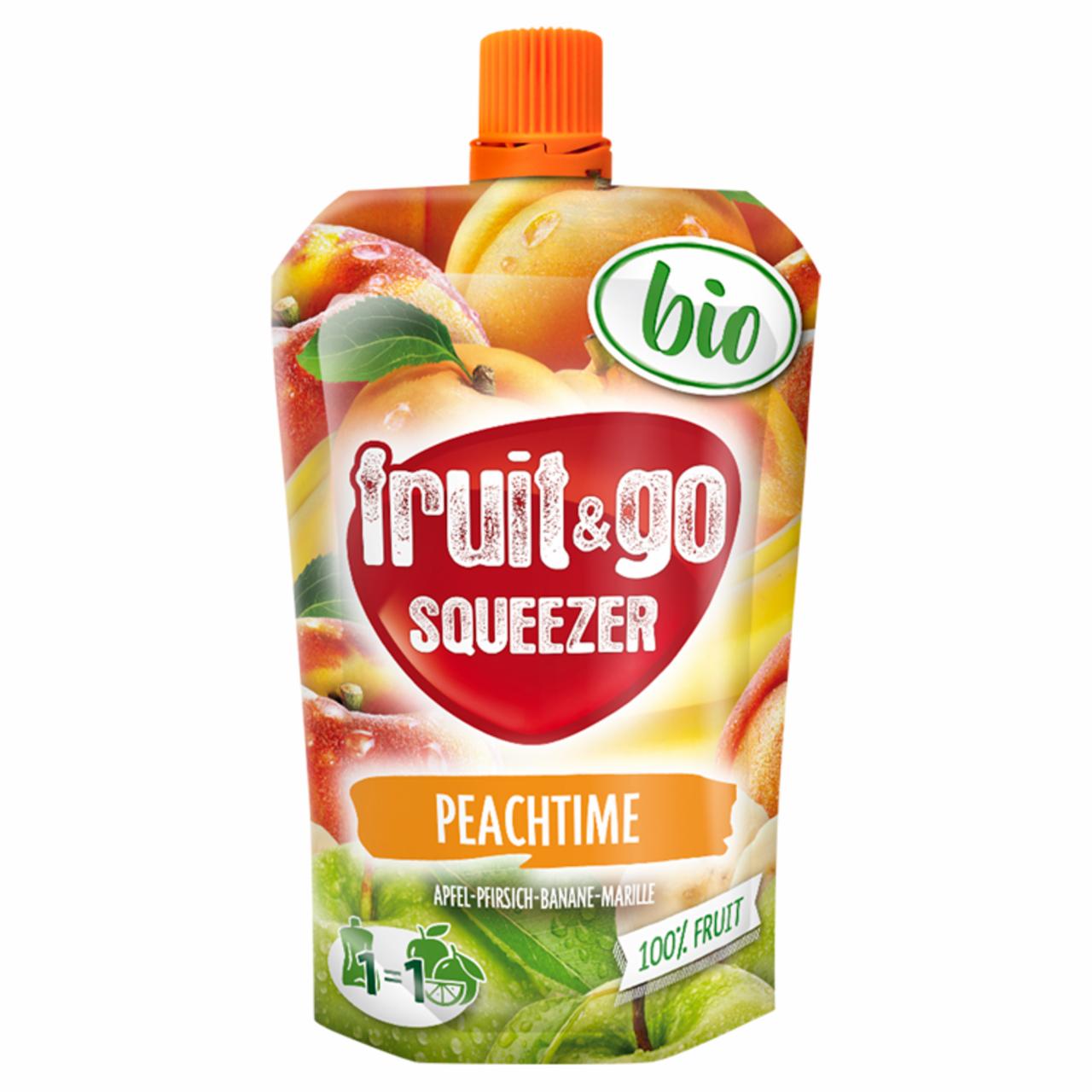 Képek - Squeezer Fruit & Go BIO gyümölcspüré almából, őszibarackból, banánból és sárgabarackból 100 g