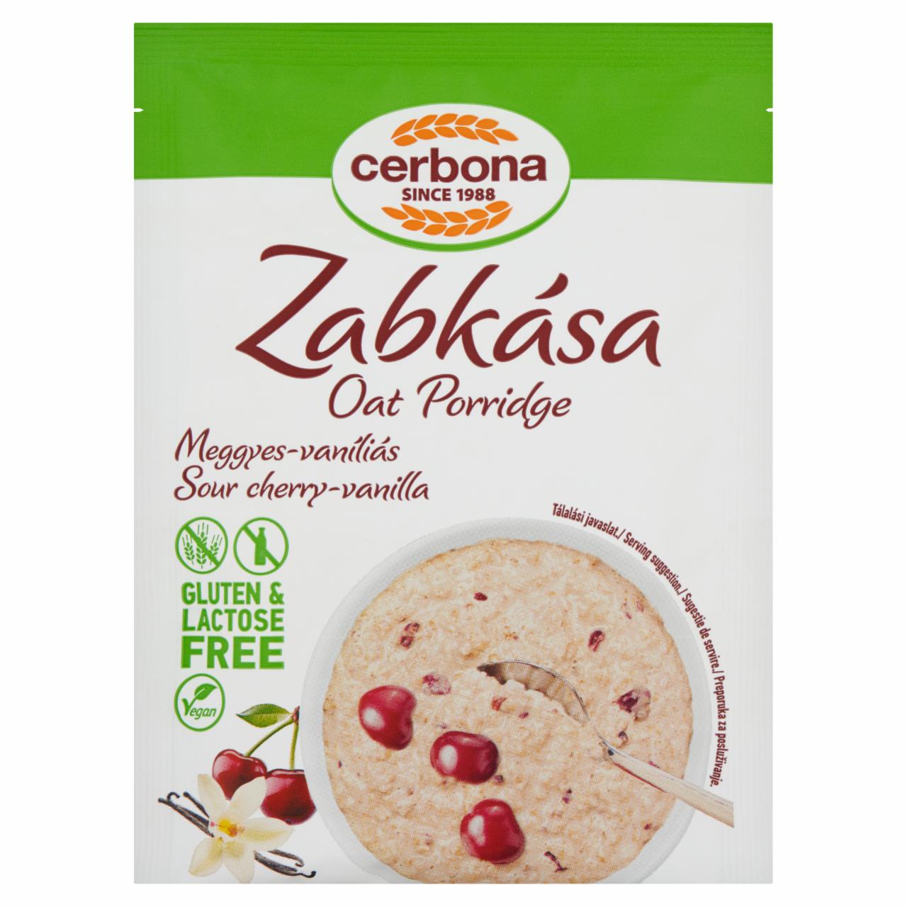 Képek - Cerbona gluténmentes, laktózmentes meggyes-vaníliás zabkása 50 g