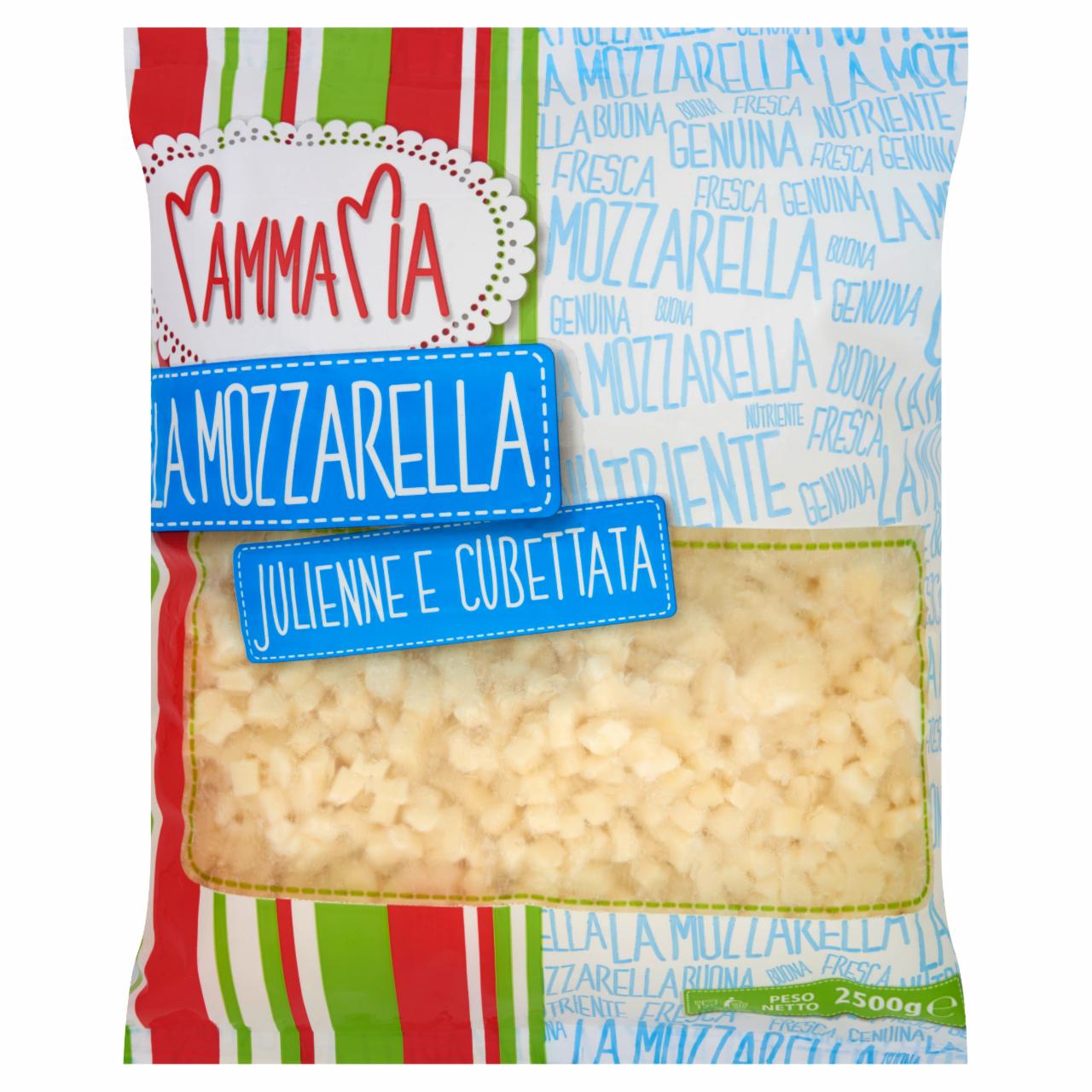 Képek - Mamma Mia La Mozzarella cubettata zsíros, félkemény, kockázott, hevített-gyúrt sajt 2500 g