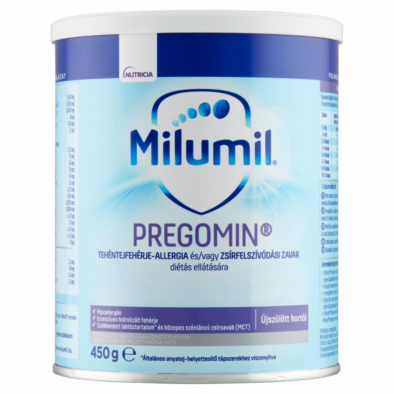 Képek - Milumil Pregomin speciális - gyógyászati célra szánt - élelmiszer újszülött kortól 450 g