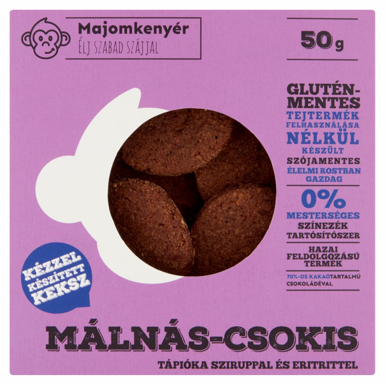 Képek - Majomkenyér málnás-csokis keksz rizssziruppal és édesítőszerekkel 50 g