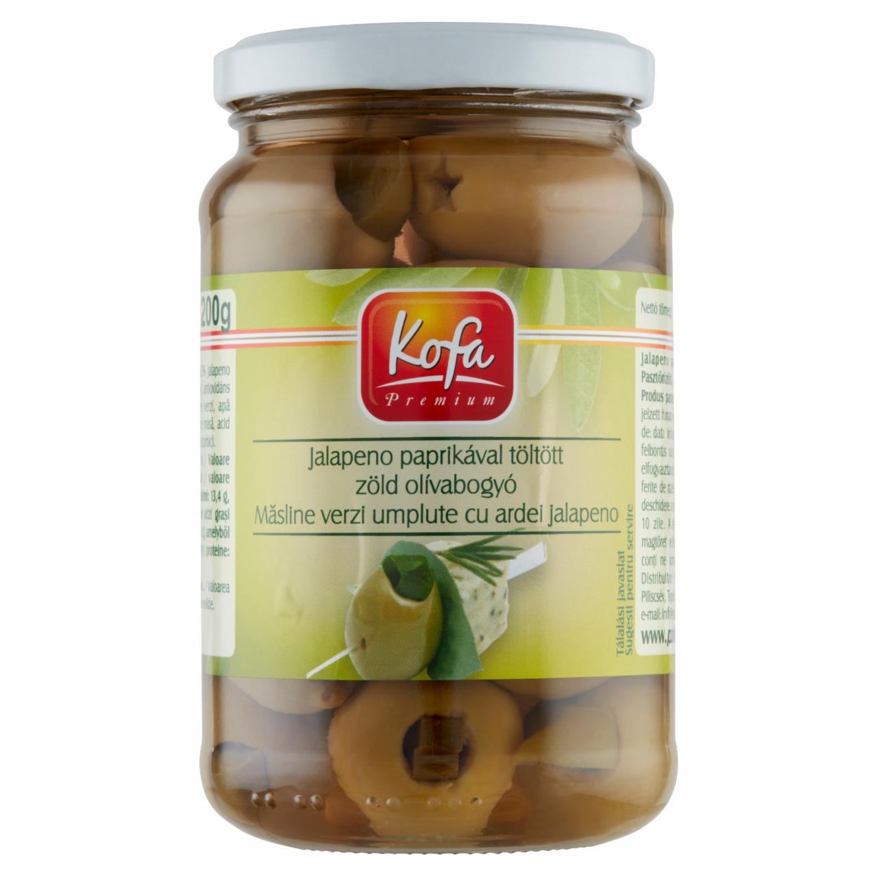 Képek - Kofa jalapeno paprikával töltött zöld olívabogyó 350 g