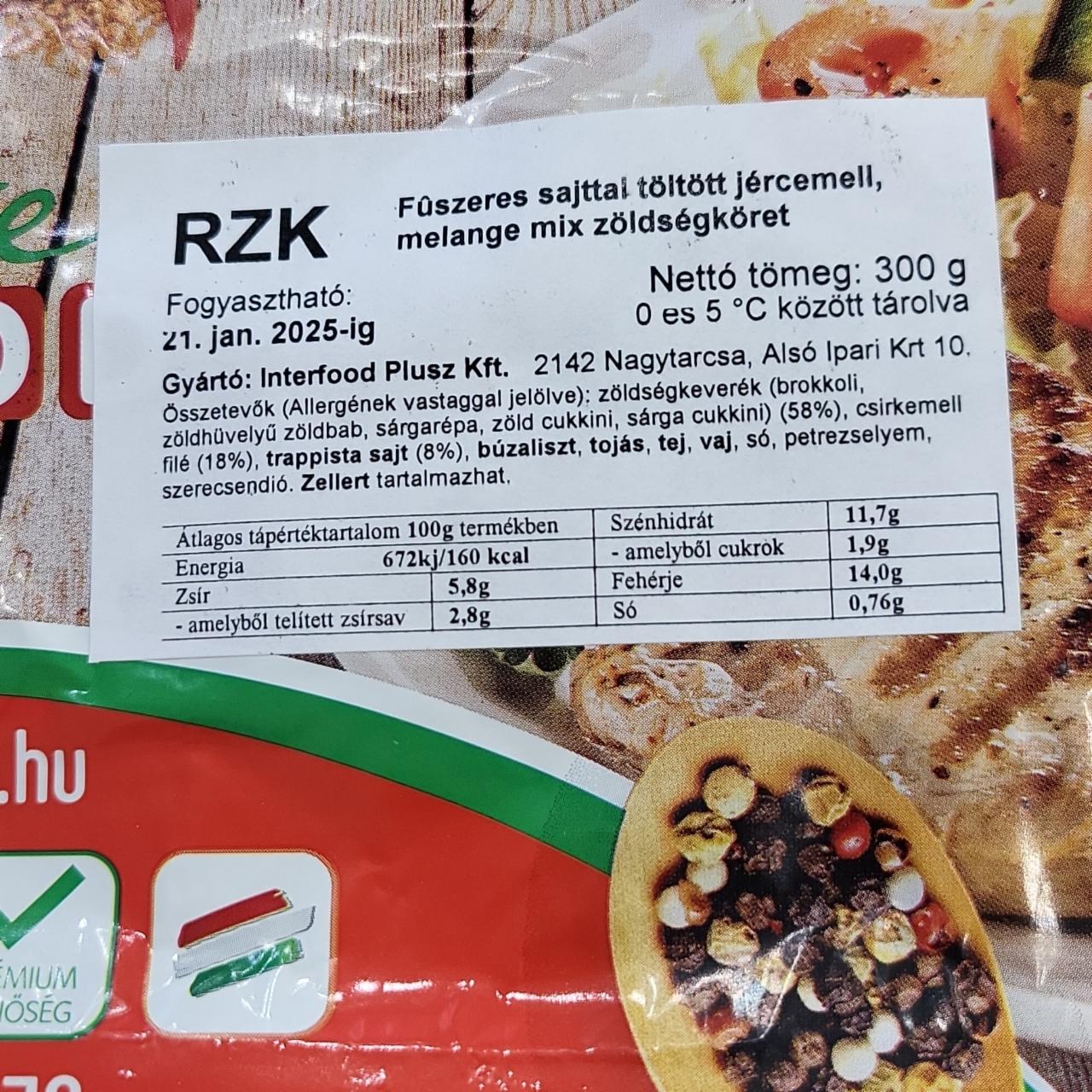 Képek - Fűszeres sajttal töltött jércemell melange mix zöldségköret Interfood