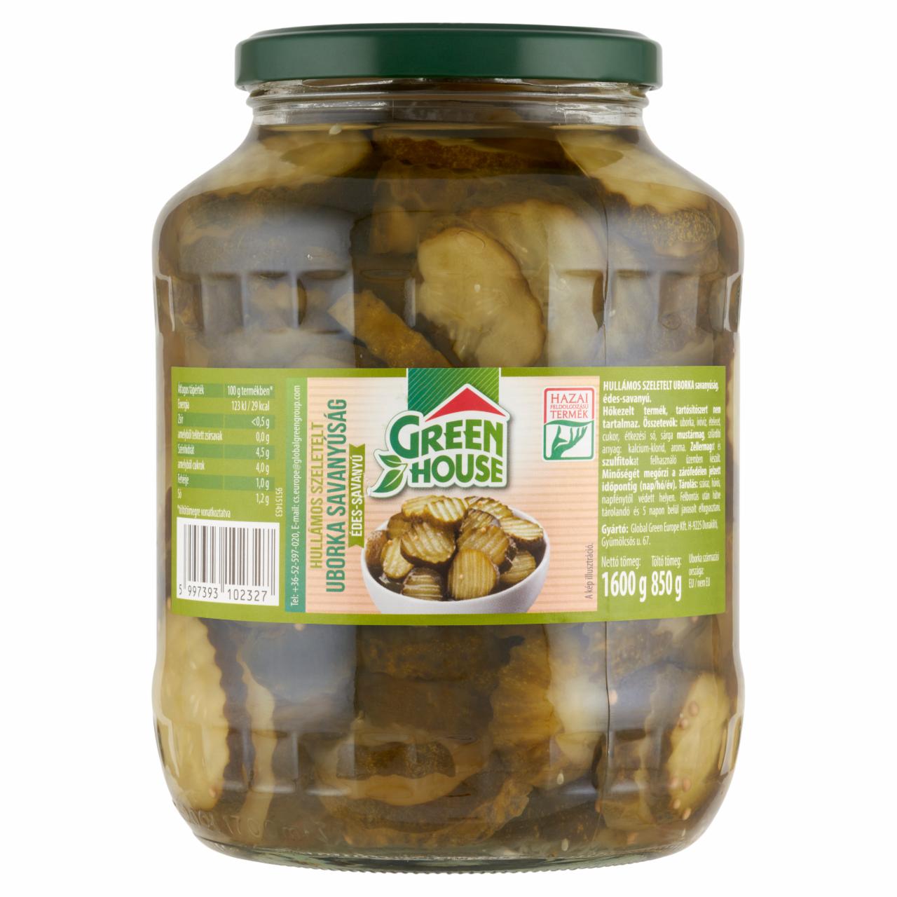 Képek - Green House édes-savanyú hullámos szeletelt uborka savanyúság 1600 g