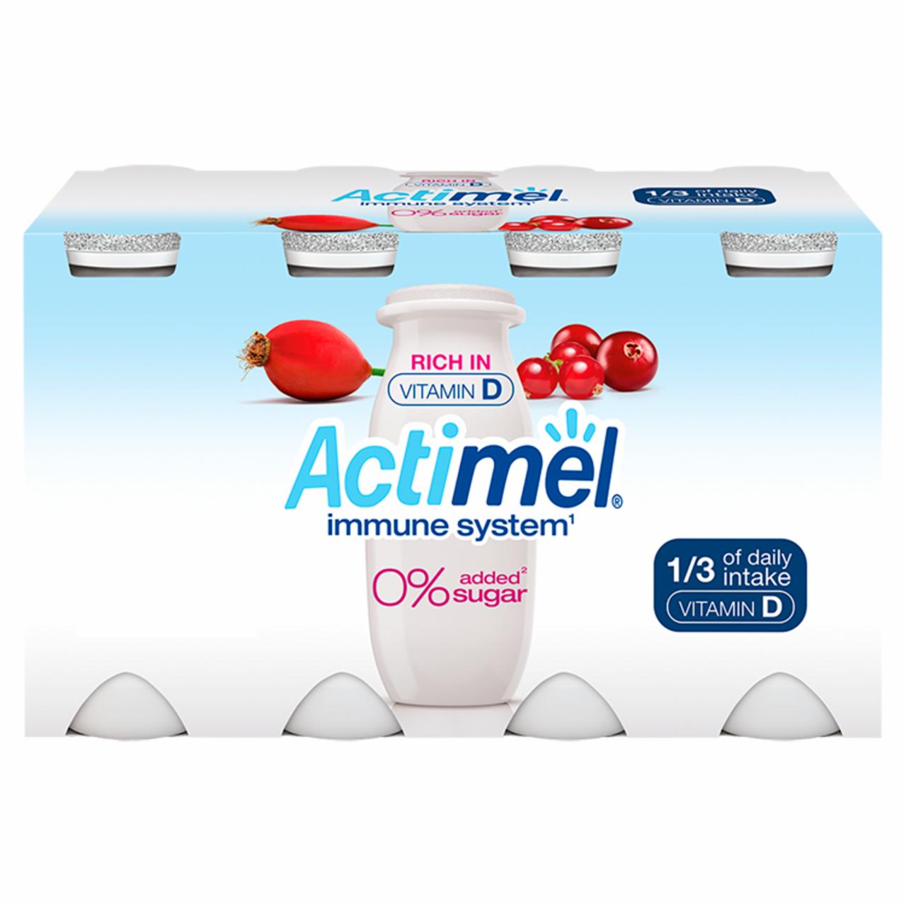 Képek - Danone Actimel vörös áfonya-, ribizli-, csipkebogyóízű sovány joghurtital 8 x 100 g (800 g)